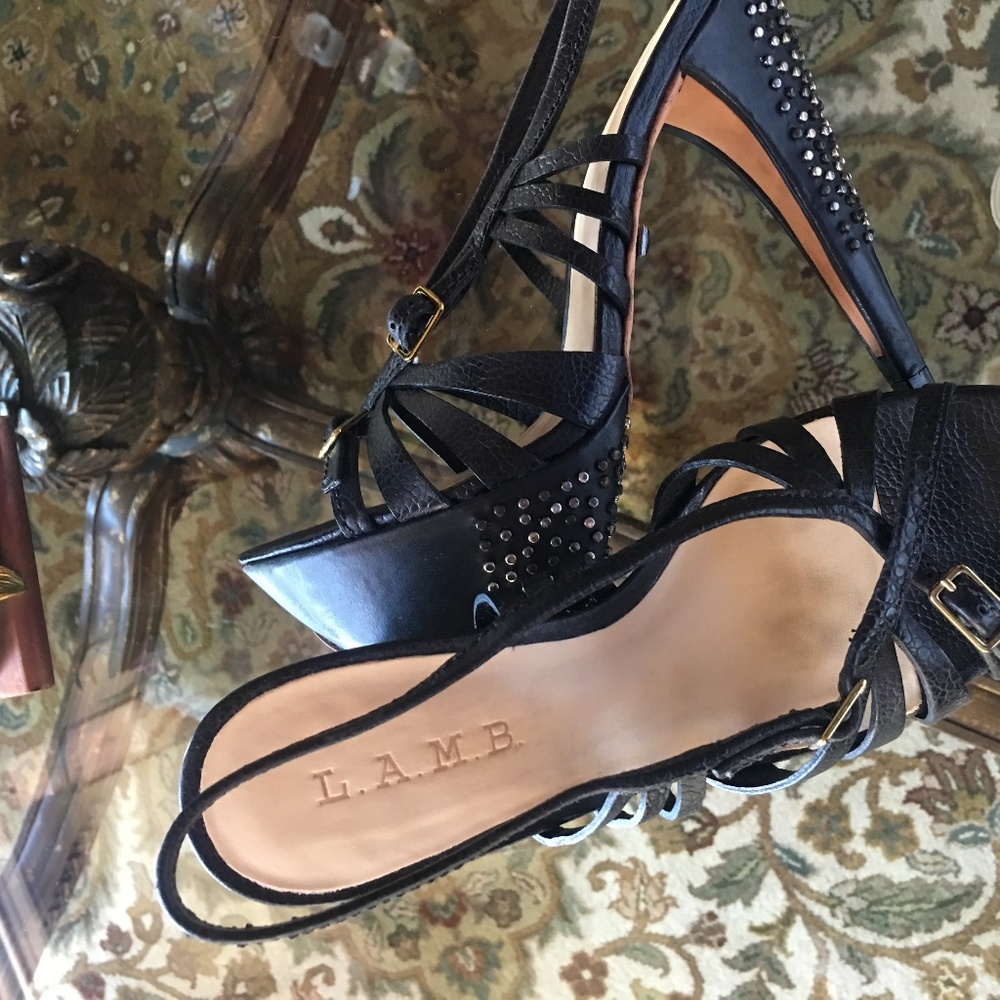 Black L.A.M.B. with studs on Heels
